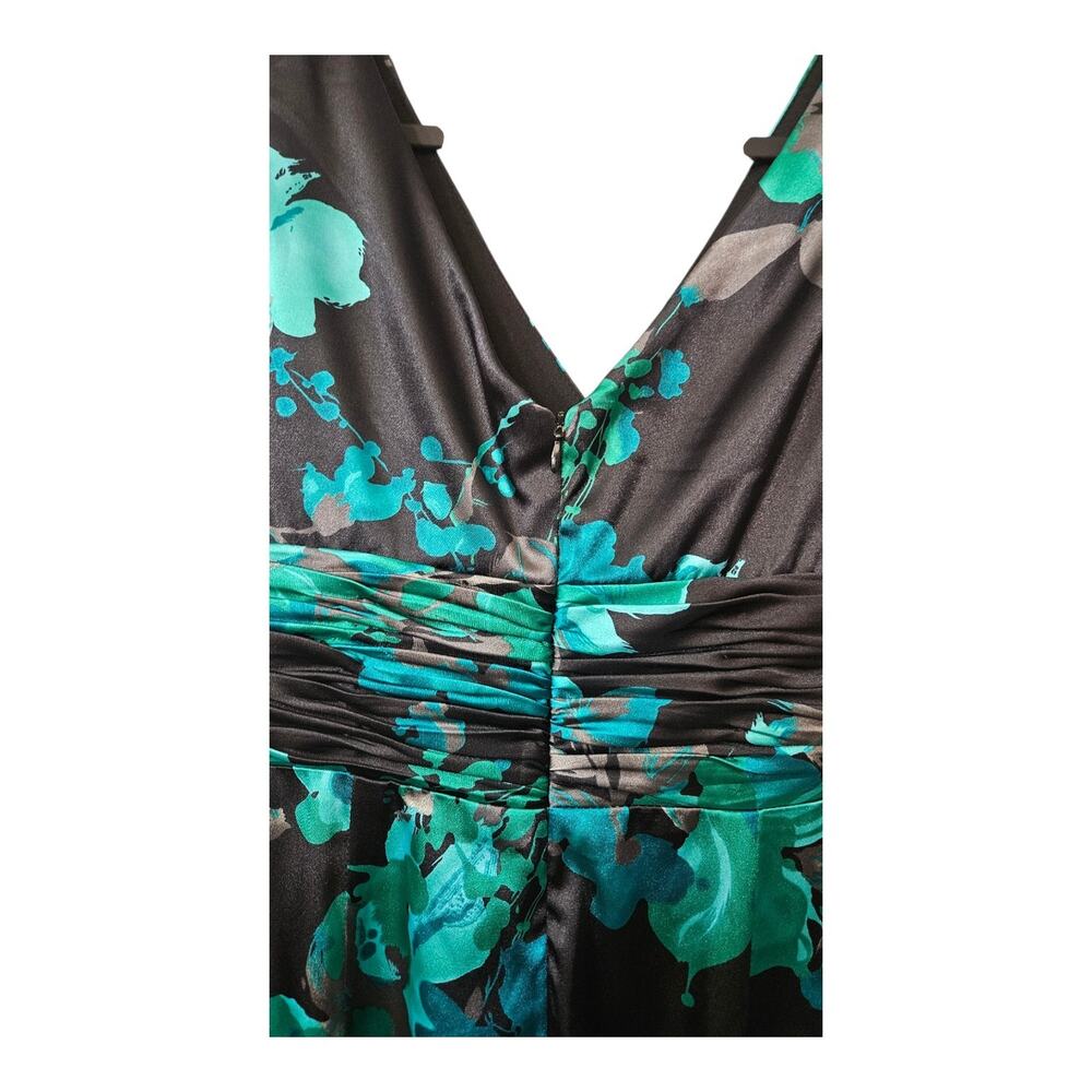 Evan Picone Dress V-Neck/Back Sleeveless Floral Ruching Back Zip Size 4 NEW READ - Picture 4 of 9